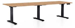 Výškovo nastaviteľný stôl OfficeTech Long, 240 x 80 cm, čierna podnož, dub kraft