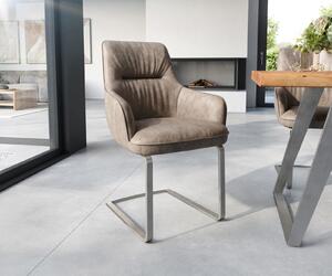 DELIFE Jedálenská stolička Zelia-Flex s opierkami mikrovlákno taupe vintage jedálenská stolička plochá nerezová oceľ vrecková pružina