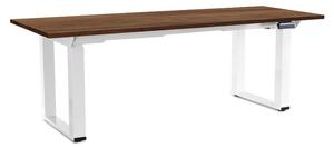 Výškovo nastaviteľný stôl OfficeTech Strong 200 x 80 cm, biela podnož, dub silverjack