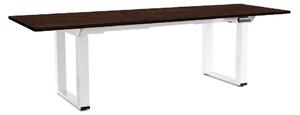 Výškovo nastaviteľný stôl OfficeTech Strong 240 x 80 cm, biela podnož, wenge
