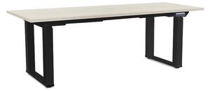 Výškovo nastaviteľný stôl OfficeTech Strong 200 x 80 cm, čierna podnož, biely jaseň