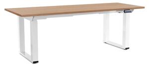 Výškovo nastaviteľný stôl OfficeTech Strong 200 x 80 cm, biela podnož, dub