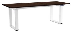 Výškovo nastaviteľný stôl OfficeTech Strong 200 x 80 cm, biela podnož, wenge