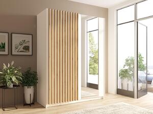 Šatníková skriňa so zrkadlom 150 cm BUGA - dub artisan / biela