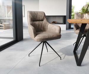 DELIFE Jedálenská stolička Zelia-Flex s opierkami mikrovlákno taupe vintage krížová podstava zúžená čierna vrecková pružina