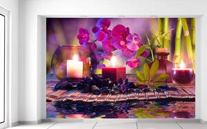 Gario Fototapeta Štýlová kompozícia Orchidea a relax Veľkosť: 200 x 135 cm, Materiál: Latexová