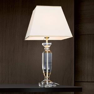 Stolná lampa Pohár s krištáľmi, zlatá/krémová