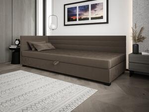 Čalúnená posteľ 120x195 KASANDRA PLUS 1 s úložným priestorom - tmavo hnedá