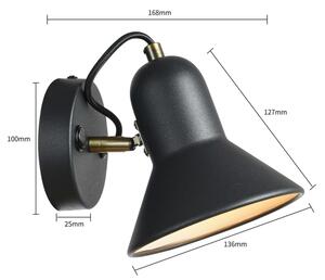 Nástenné bodové svietidlo ASTAMA 1xE27/40W/230V čierna/mosadz