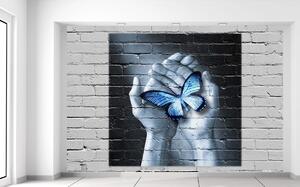 Gario Fototapeta Motýľ na dlaniach Veľkosť: 200 x 135 cm, Materiál: Vliesová