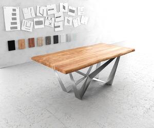 DELIFE Jedálenský stôl Edge 200x100 XL akácia prírodná Spider plochá oceľ nerezová oceľ Live-Edge