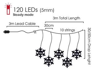 ACA DECOR LED vianočný svetelný záves, Snehové vločky, 3x3m, studená biela, IP44, 120 LED