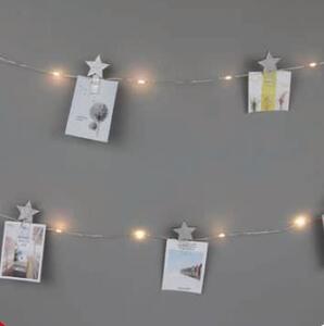 ACA DECOR LED dekoračná girlanda - Kolíčky s hviezdičkami, teplá biela farba, 3xAA, 270 cm