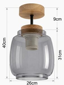 BRILAGI - LED Prisadený luster R GLASS 1xE27/60W/230V pr. 26 cm dub/dymovo sivá