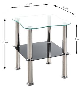 Prístavný stolík KLECKS kov/sklo čierna