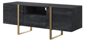 TV stolík Verica 150 cm s otvorenou policou - charcoal / zlaté nožičky