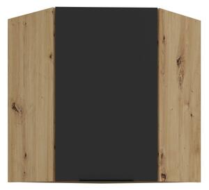 Horná rohová skrinka LUNARA 1 - 60x60 cm, čierna / dub artisan