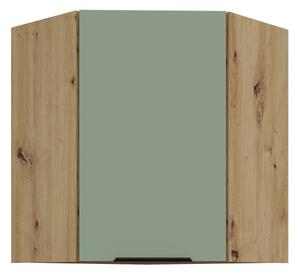 Horná rohová skrinka LUNARA 1 - 60x60 cm, zelená / dub artisan