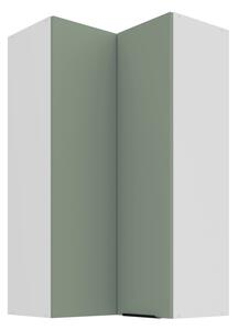 Vysoká horná rohová skrinka LUNARA 2 - 60x60 cm, zelená/biela