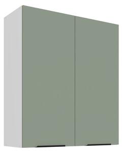 Vysoká horná skrinka LUNARA - šírka 80 cm, zelená / biela