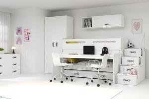 BMS Detská multifunkčná posteľ s prístelkou a vysúvacím stolom MAX 1 200x80 biela Doplňujúca farba postele: Grafit