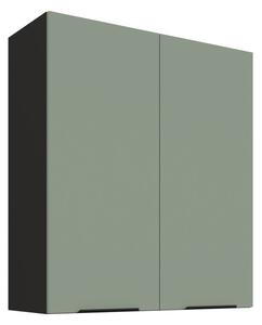 Vysoká horná skrinka LUNARA - šírka 80 cm, zelená / čierna