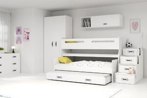 BMS Detská multifunkčná posteľ s prístelkou a vysúvacím stolom MAX 1 200x80 biela Doplňujúca farba postele: Grafit
