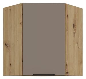 Horná rohová skrinka LUNARA 1 - 60x60 cm, tmavo béžová / dub artisan