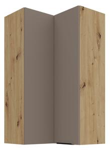 Vysoká horná rohová skrinka LUNARA 2 - 60x60 cm, tmavo béžová / dub artisan