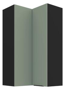 Vysoká horná rohová skrinka LUNARA 2 - 60x60 cm, zelená / čierna