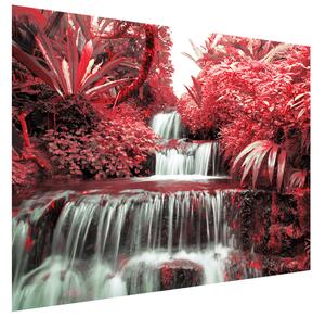 Gario Fototapeta Vodopád v červenej prírode Veľkosť: 402 x 240 cm, Materiál: Latexová