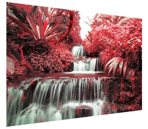 Gario Fototapeta Vodopád v červenej prírode Veľkosť: 110 x 200 cm, Materiál: Latexová