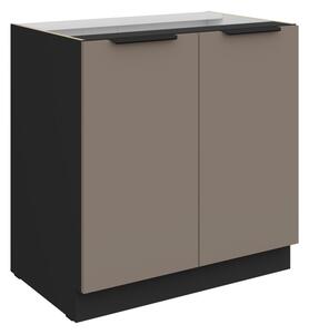 Dolná dvojdverová skrinka LUNARA - šírka 80 cm, tmavo béžová / čierna