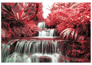 Gario Fototapeta Vodopád v červenej prírode Veľkosť: 200 x 150 cm, Materiál: Latexová