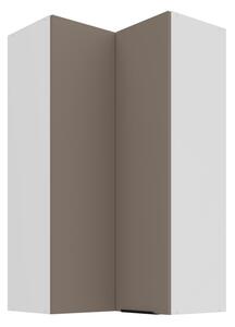 Vysoká horná rohová skrinka LUNARA 2 - 60x60 cm, tmavo béžová / biela