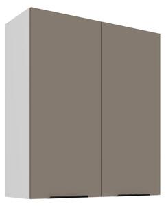 Vysoká horná skrinka LUNARA - šírka 80 cm, tmavo béžová / biela