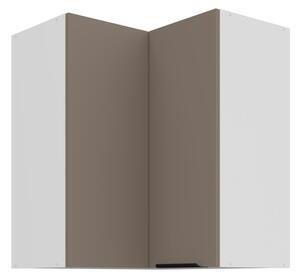 Horná rohová skrinka LUNARA 2 - 60x60 cm, tmavo béžová / biela