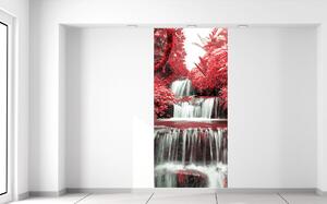 Gario Fototapeta Vodopád v červenej prírode Veľkosť: 95 x 205 cm, Materiál: Latexová
