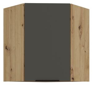 Horná rohová skrinka LUNARA 1 - 60x60 cm, grafit / dub artisan