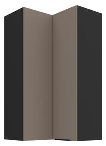 Vysoká horná rohová skrinka LUNARA 2 - 60x60 cm, tmavo béžová / čierna