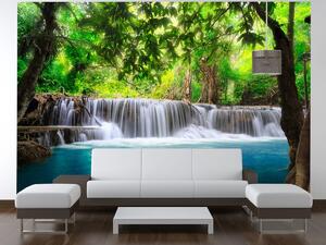 Gario Fototapeta Číry vodopád v džungli Veľkosť: 402 x 240 cm, Materiál: Latexová