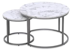 SADA 2x Konferenčný stolík PAOLA pr. 38/60 cm šedá/dekor mramoru