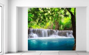 Gario Fototapeta Číry vodopád v džungli Veľkosť: 268 x 240 cm, Materiál: Latexová