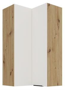 Vysoká horná rohová skrinka LUNARA 2 - 60x60 cm, biela / dub artisan