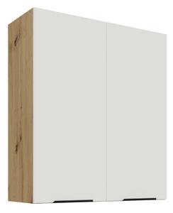 Vysoká horná skrinka LUNARA - šírka 80 cm, biela / dub artisan