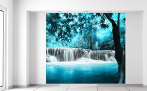 Fototapeta Vodopád v modrej džungli Materiál: Samolepiaca, Veľkosť: 268 x 240 cm