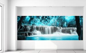 Gario Fototapeta Vodopád v modrej džungli Veľkosť: 268 x 100 cm, Materiál: Latexová