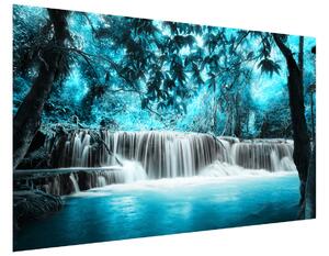 Gario Fototapeta Vodopád v modrej džungli Veľkosť: 268 x 100 cm, Materiál: Samolepiaca