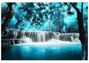 Gario Fototapeta Vodopád v modrej džungli Veľkosť: 110 x 200 cm, Materiál: Latexová