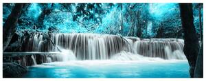 Gario Fototapeta Vodopád v modrej džungli Veľkosť: 268 x 100 cm, Materiál: Latexová
